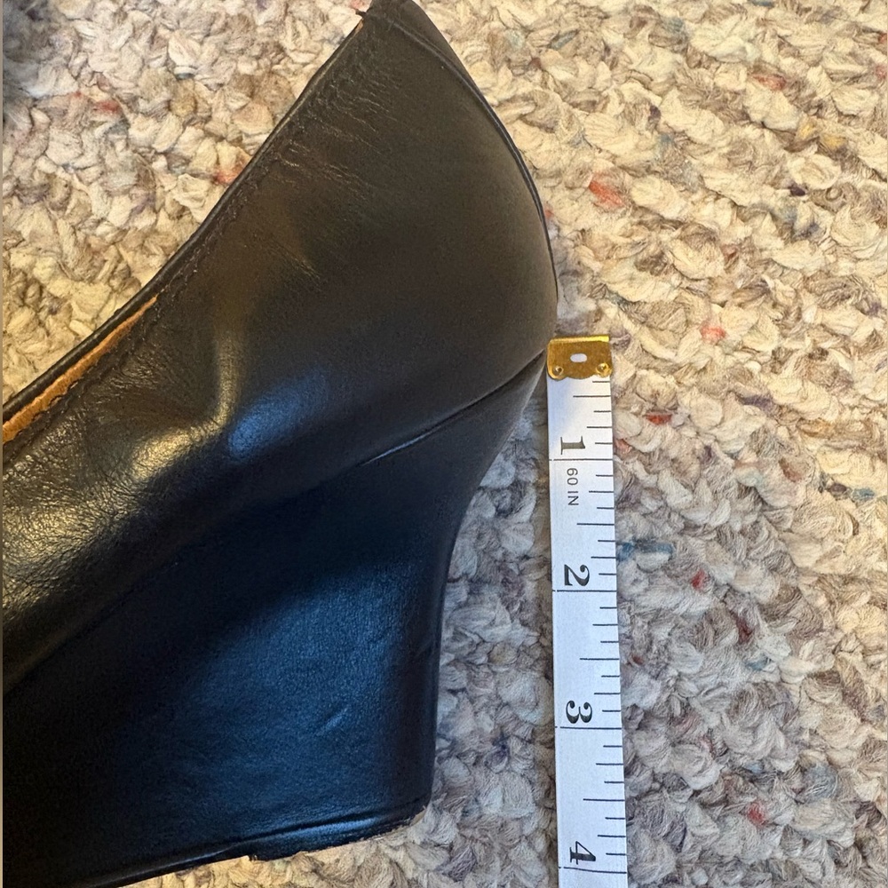 Aldo Black Leather Wedge Shoes - Picture 3 of 5